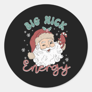 Retro Groovy Big Nick Santa Energy Fun Christmas X Classic Round Sticker