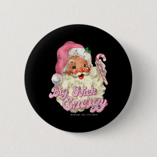 Retro Groovy Big Nick Santa Energy Pink Santa Chri 6 Cm Round Badge