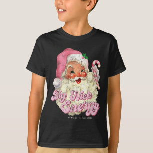 Retro Groovy Big Nick Santa Energy Pink Santa Chri T-Shirt
