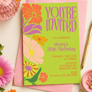 Retro Groovy Birthday Retro Groovy Birthday Invitation