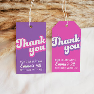 Retro Groovy Birthday Thank You  Favour Gift Tags