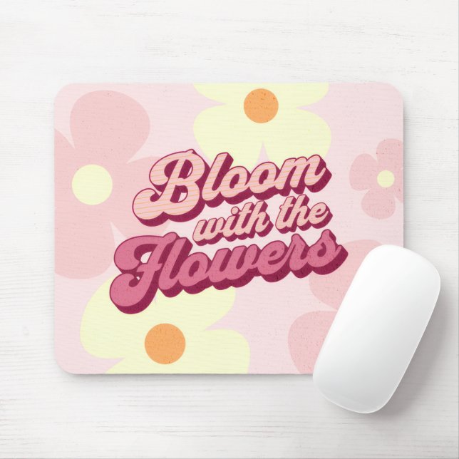 Retro Groovy Bloom with the Flowers Mouse Pad (With Mouse)