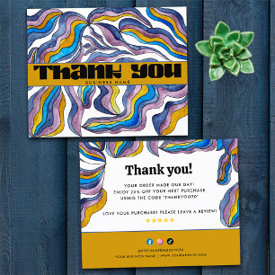 Retro Groovy Blue Purple Business Package Insert