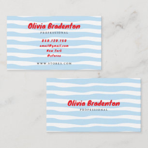 Retro groovy blue whimsical business card