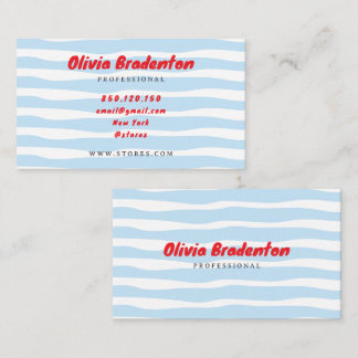 Retro groovy blue whimsical business card