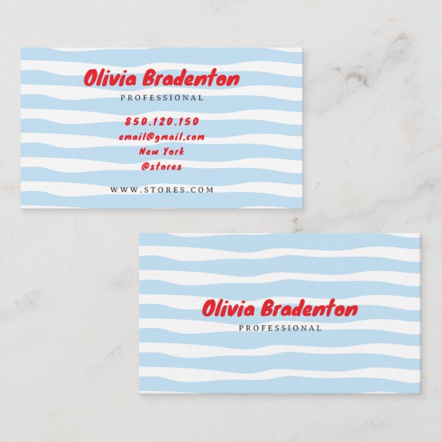 Retro groovy blue whimsical business card (Front/Back)