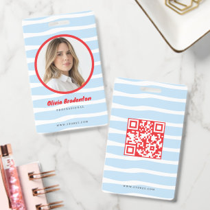 Retro groovy blue whimsical business  ID badge
