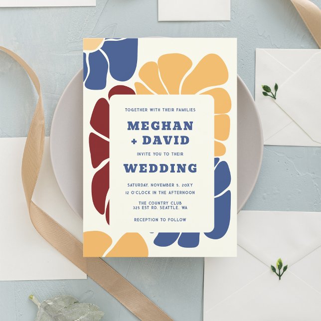Retro Groovy Boho Chic Floral Wedding Invitation (Retro Groovy Boho Chic Floral Wedding Invitation)