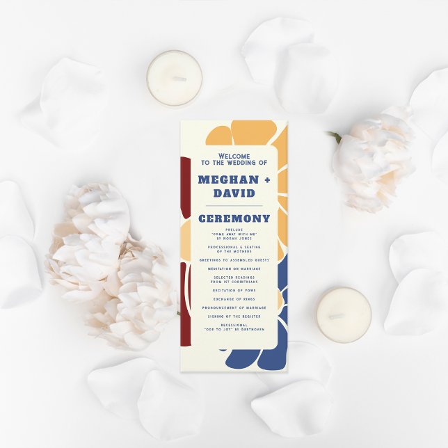 Retro Groovy Boho Chic Floral Wedding Programme (Retro Groovy Boho Chic Floral Wedding Program)