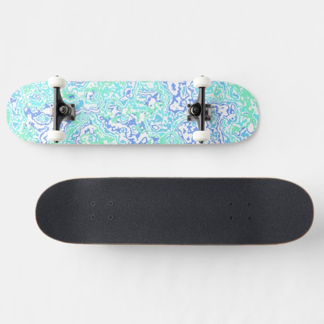 Retro Groovy Boho Hippie Trippy Colourful Marble Skateboard (Horz)