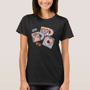 Retro Groovy Boho Rainbow Valentines Day Cute Hear T-Shirt