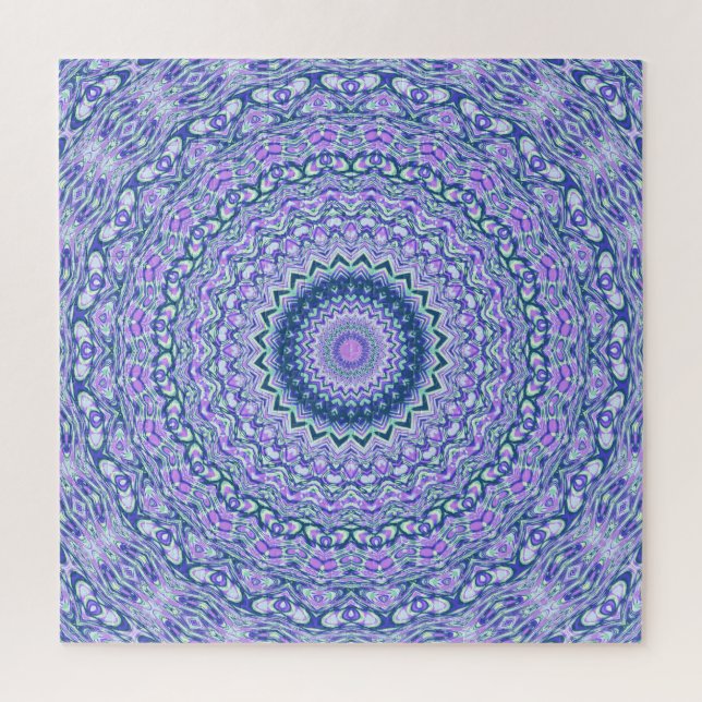 Retro Groovy Boho Trippy Hippie Jewel-Tone Mandala Jigsaw Puzzle (Vertical)