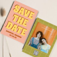 Retro Groovy Bold & Bright Boho Wedding Qr Code
