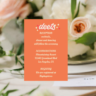 Retro Groovy Bold Typography Colourful 70's Weddin Enclosure Card