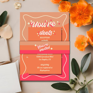 Retro Groovy Bold Typography Colourful 70's Weddin Invitation Belly Band