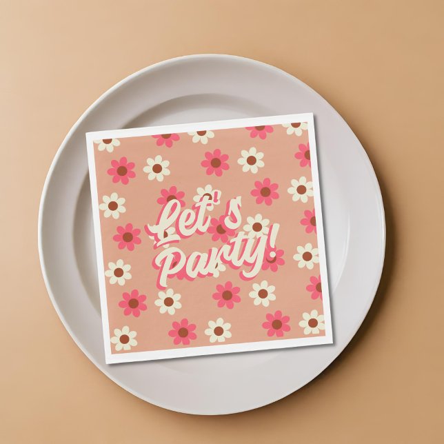 Retro Groovy Bold Typography Colourful 70's Weddin Napkin (Creator Uploaded)