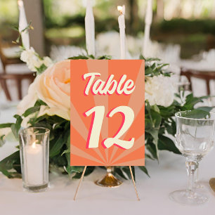 Retro Groovy Bold Typography Colourful 70's Weddin Table Number