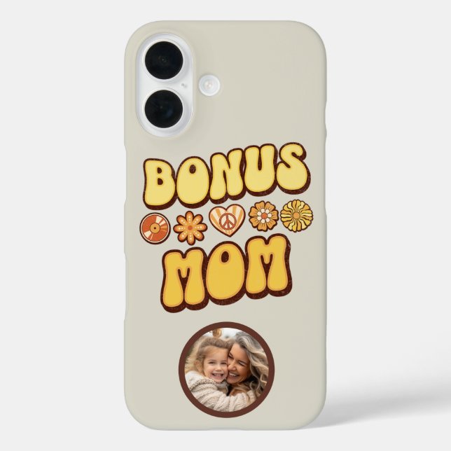 Retro Groovy Bonus Mum  70s Aesthetic Stepmom Case-Mate iPhone Case (Back)