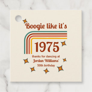 Retro Groovy Boogie Simple Dance 50th Birthday Favour Tags