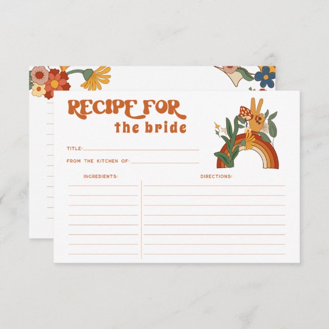  Retro Groovy Bridal Shower Recipe Card (Front/Back)