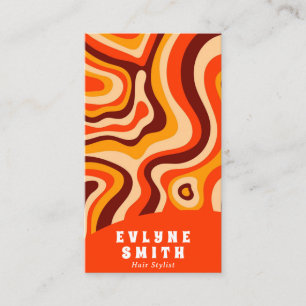 Retro Groovy Bright Orange QR Code Bold Boho Business Card