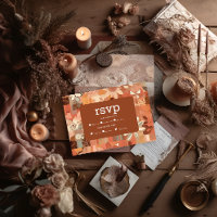 Retro Groovy burn orange floral wedding