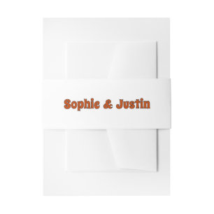 Retro Groovy Burnt Orange Wedding Invitation Belly Band