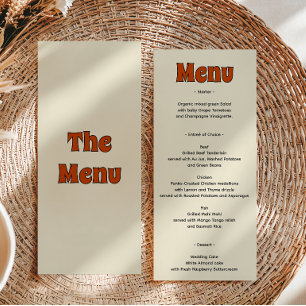 Retro Groovy Burnt Orange Wedding Menu