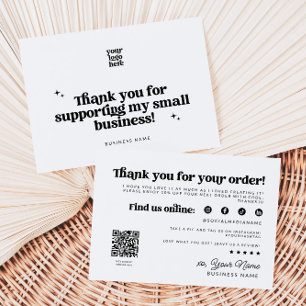 Retro Groovy Business Thank You QR Code Card