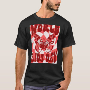 Retro Groovy Butterfly World AIDS Day Ribbon Mens T-Shirt