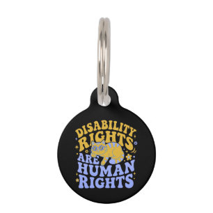 Retro Groovy Cat Disability Rights Are Human Right Pet Tag
