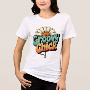Retro Groovy Chick Easter Daisy Flower Power Tri-Blend Shirt