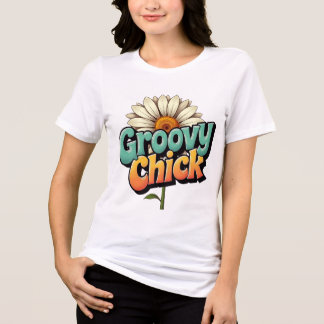 Retro Groovy Chick Easter Daisy Flower Power Tri-Blend Shirt