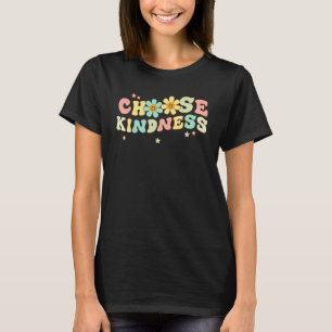 Retro Groovy Choose Kindness Flower Cute Womens T-Shirt