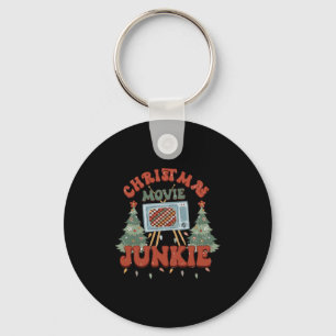 Retro Groovy Christmas Movie Junkie Merry Xmas Tre Key Ring