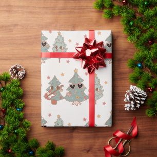 Retro Groovy Christmas Tree Hippie Party Wrapping Paper