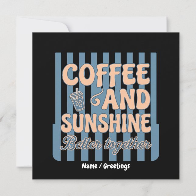  Retro Groovy Coffee and Sunshine Better Together  Invitation (Front)