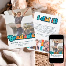 Retro groovy colour 3 photo Graduation announcemen