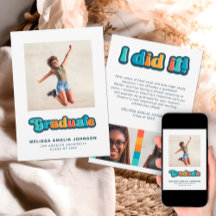 Retro groovy colour 3 photo Graduation announcemen