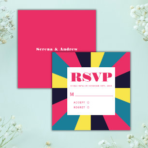 Retro Groovy Colourful Abstract Rainbow Wedding Enclosure Card