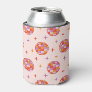 Retro Groovy Colourful Disco Balls Pattern  Can Cooler
