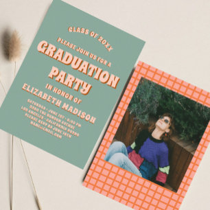 Retro Groovy Colourful High School Graduation Part Invitation