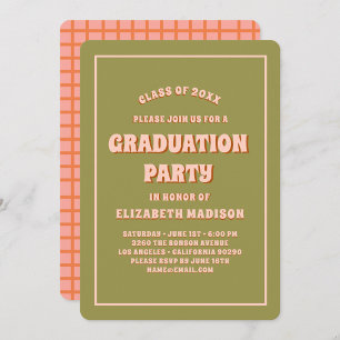 Retro Groovy Colourful High School Graduation Part Invitation