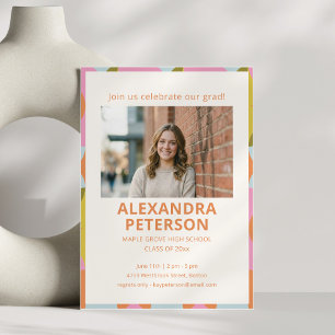 Retro Groovy Colourful Photo Graduation Party 2026 Invitation