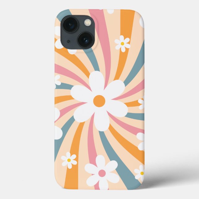 Retro Groovy Colourful Sunshine Daisy Floral Hippi Case-Mate iPhone Case (Back)