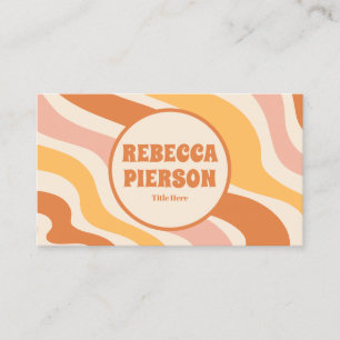 Retro Groovy Colourful Wavy Boho Qr Code Business Card