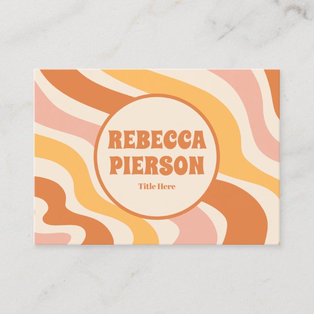 Retro Groovy Colourful Wavy Boho Qr Code Business Card (Front)