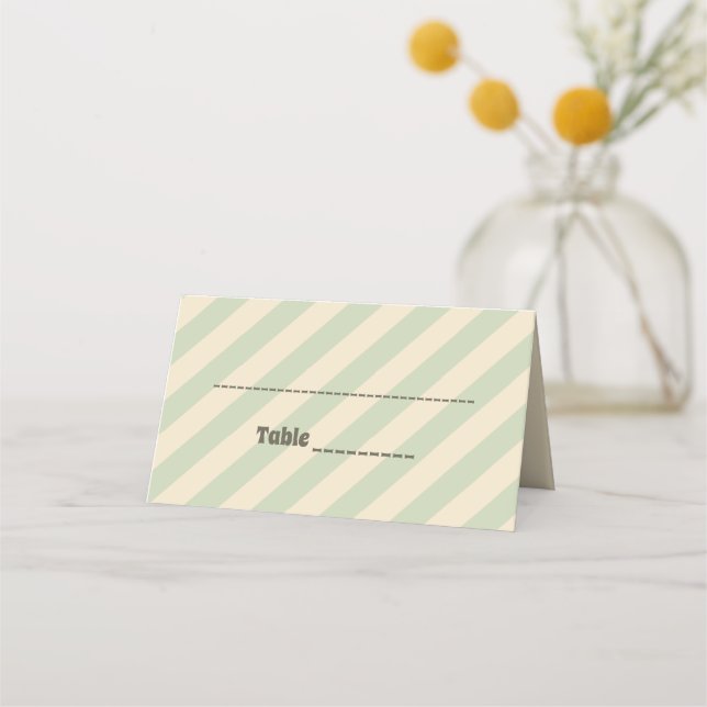 Retro Groovy Colourful Wavy Boho Wedding Place Card (Front)