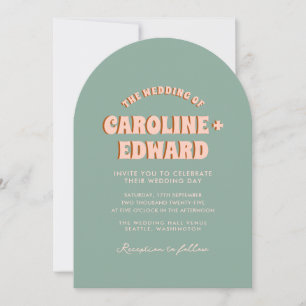 Retro Groovy Colourful Wavy Boho Wedding Qr Code I Invitation