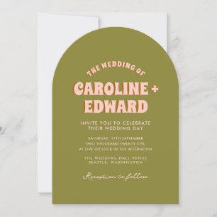 Retro Groovy Colourful Wavy Boho Wedding Qr Code I Invitation